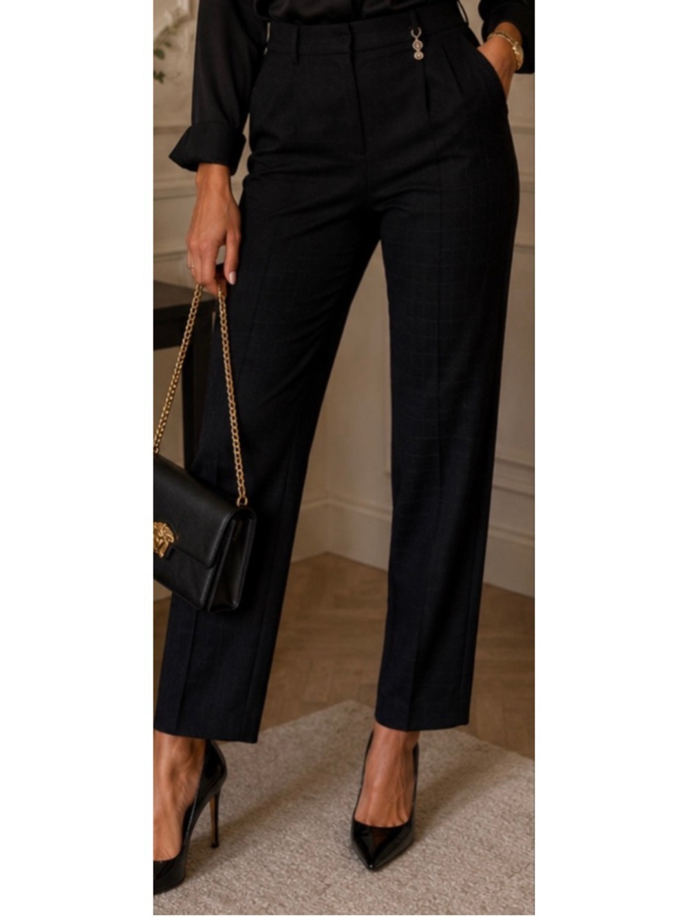 New VERSACE Black Medusa Croc Print Trousers Size 4/6